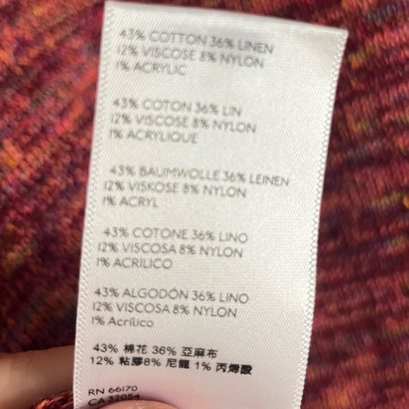 Free People Prism Space Dye Oversized Sweater Cotton Linen Blend Coral Hues Sz S - Picture 10 of 12